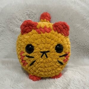 Chubby Orange Crochet Cat Plush - Amigurumi Stuffed Animal